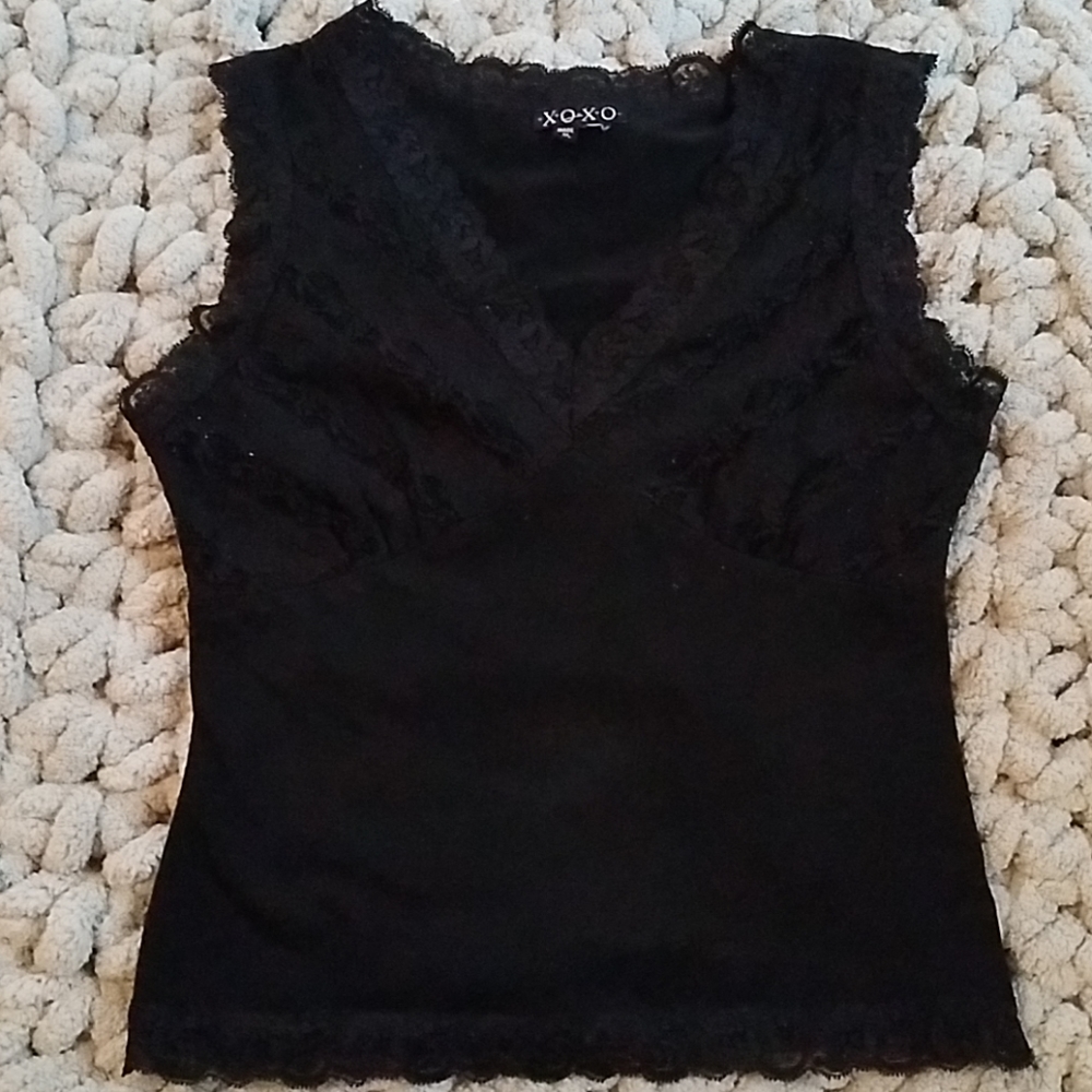 XOXO Black Stretch Lacy Sleeveless Top